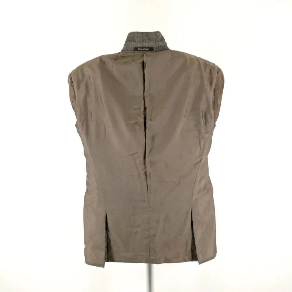 Michael Kors Wool Brown Glen Plaid Windowpane 2 Button Sport Coat 40L‎